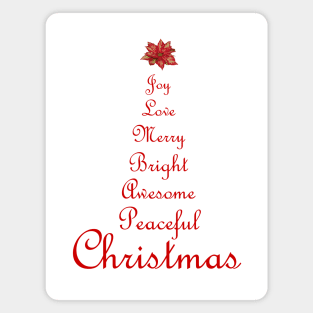 Christmas Tree Word Art Script Typography in Red Magnet